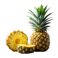 Fresh Pineapple and Its Cross-Section on a Transparent Background png