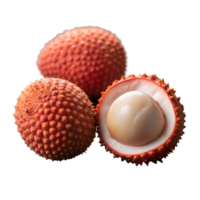 de cerca de Fresco lychee frutas, uno pelado, en transparente antecedentes png