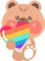 rainbow heart with teddy bear png