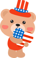patriotic teddy bear, 4th of July. png