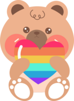 rainbow heart with teddy bear png