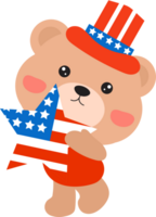 patriotic teddy bear, 4th of July. png