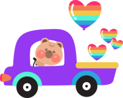 Cartoon teddy bear driving car . png