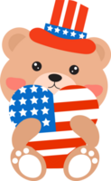 patriotic teddy bear, 4th of July. png