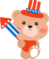 patriotic teddy bear, 4th of July. png