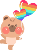 rainbow heart with teddy bear png