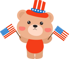 patriotic teddy bear, 4th of July. png