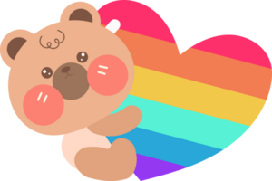 rainbow heart with teddy bear png