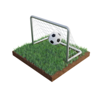 Soccer ball and net 3d illustration png