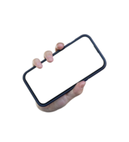 Hands holding smartphone isolated on transparent background - format. png