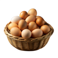 A Basket Full of Fresh Brown Eggs Isolated on Transparent Background png