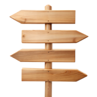 Wooden Directional Signpost With Blank Arrow Planks Isolated on Transparent Background png