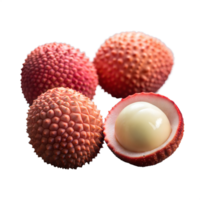 Whole and Halved Lychee Fruits Displayed Against a Transparent Background png