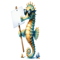 Seahorse holding a white sign png