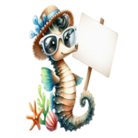 Seahorse holding a white sign png