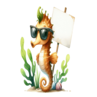 Seahorse holding a white sign png