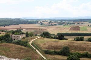 A view of the village of Monteggiorni in Italy photo