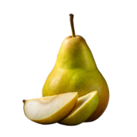 Fresh Green Pear and Sliced Segments Isolated on Transparent Background png