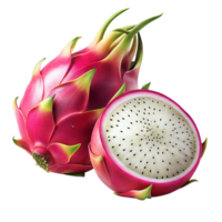 Close-Up of a Sliced Dragon Fruit on a Transparent Background png