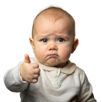 Confused Baby Giving Thumbs Up Gesture Against Transparent Background png