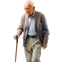 Elderly Man Walking With a Cane in Daylight, Portraying Determination and Strength png