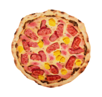 Hawaiian pizza. Hand drawn watercolor png