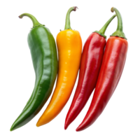 Three Different Colored Peppers on Transparent Background png