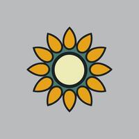 Sunflower icon on grey background. illustration. vector