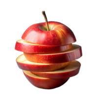 Sliced Red Apple Floating Against a Transparent Background png
