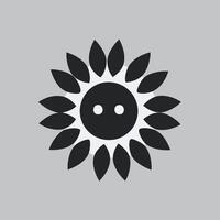 sunflower emoji icon. Black and white solar flowers illustration. vector