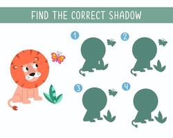 Find the right shadow. Puzzle Game for children. Cute animal on white background. Transport and animals. illustration. vector