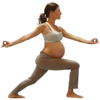 Pregnant woman doing yoga, transparent background png