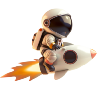 Astrounout riding a rocket, 3d cartoon. Transparent background, suitable for education, science and design elements png