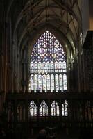 York in the UK on 30 March 2024. A view of a Stained Glass window in York Minster photo