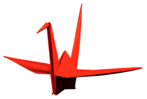 Cut out red origami crane png