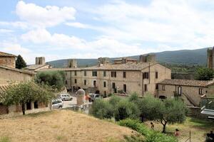 A view of the village of Monteggiorni in Italy photo