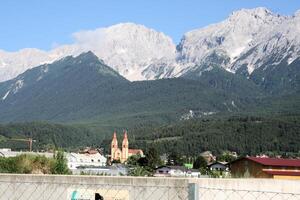 A view of the Austrian Mountains in the summer photo