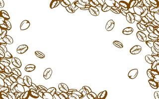 coffee background. Coffee beans in frames, border. Coffee beans Isolated on a white background. Coffee beans wallpaper. Coffee Beans Illustration for packaging. vector