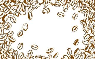 coffee background. Coffee beans in frames, border. Coffee beans Isolated on a white background. Coffee beans wallpaper. Coffee Beans Illustration for packaging. vector