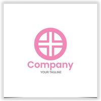 pink round logo with a cross logo design template vector