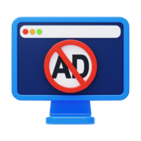 anuncio bloqueador 3d icono. anuncios bloquear 3d icono png