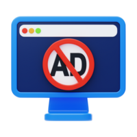 ad blockerare 3d ikon. annonser blockera 3d ikon png