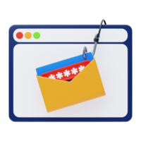 correo electrónico suplantación de identidad 3d icono. suplantación de identidad ataque 3d icono png