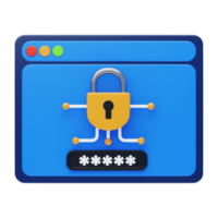 navegador seguridad 3d icono. iniciar sesión seguridad 3d icono png