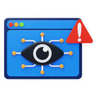 Spyware 3d Symbol. Malware 3d Symbol. Netz Fehler Scannen und warnen 3d Symbol png