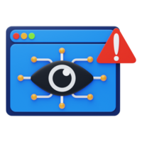 spyware 3d icono. malware 3d icono. web error exploración y alerta 3d icono png