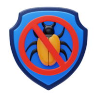 anti malware 3d icono. virus seguridad 3d icono png