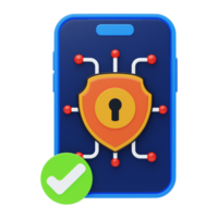 Mobile Security 3D Icon. Mobile Device Security 3D Icon png