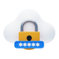 Cloud Access 3D Icon. Cloud Privacy 3D Icon png