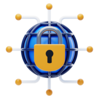 Internet sicurezza 3d icona. Rete sicurezza 3d icona png